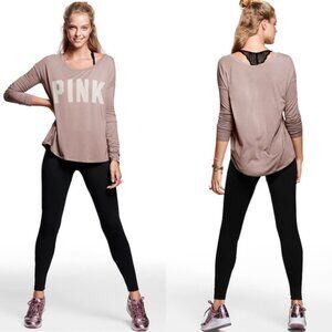 FLAWED Victoria's Secret PINK | Camel "PINK" Long Sleeve Tee | Size Extra Small